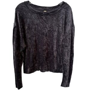 We the Free Women's Dark Gray Crushed Velvet Long Sleeved Tops in Size XS